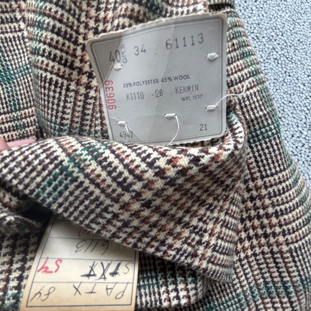 Clipper Craft NY Store 60-70's Blazer 40R Brown Plaid NWT Deadstock Academia - Picture 12 of 12
